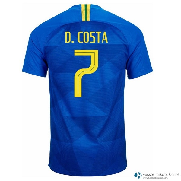 Brasilien Trikot Auswarts D.Costa 2018 Blau Fussballtrikots Günstig